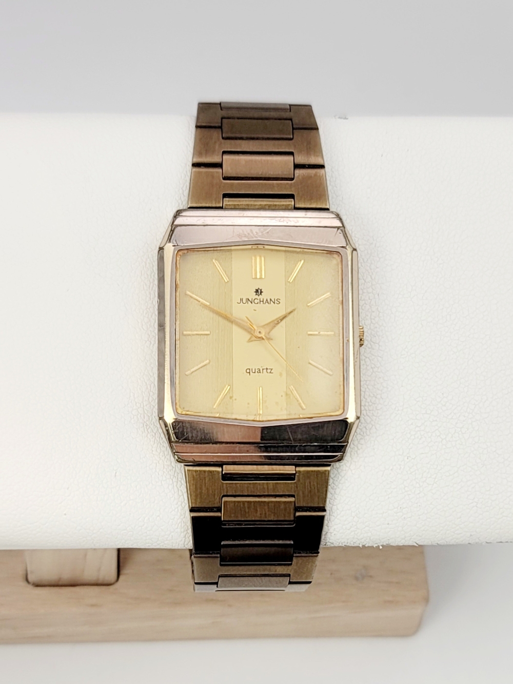 Vintage Junghans EWJ-1009M Tank Watch Gold Quartz Men's Dress Watch